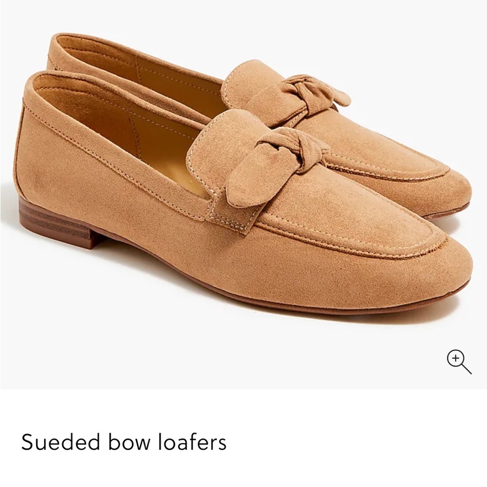 Tan Suede Bow Loafers